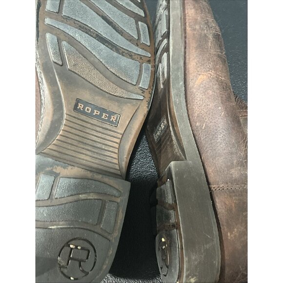 Roper Western Boots Mens Sz 14 Brown Oiled Leather Work Play Cowboy Square Toe - Picture 9 of 9